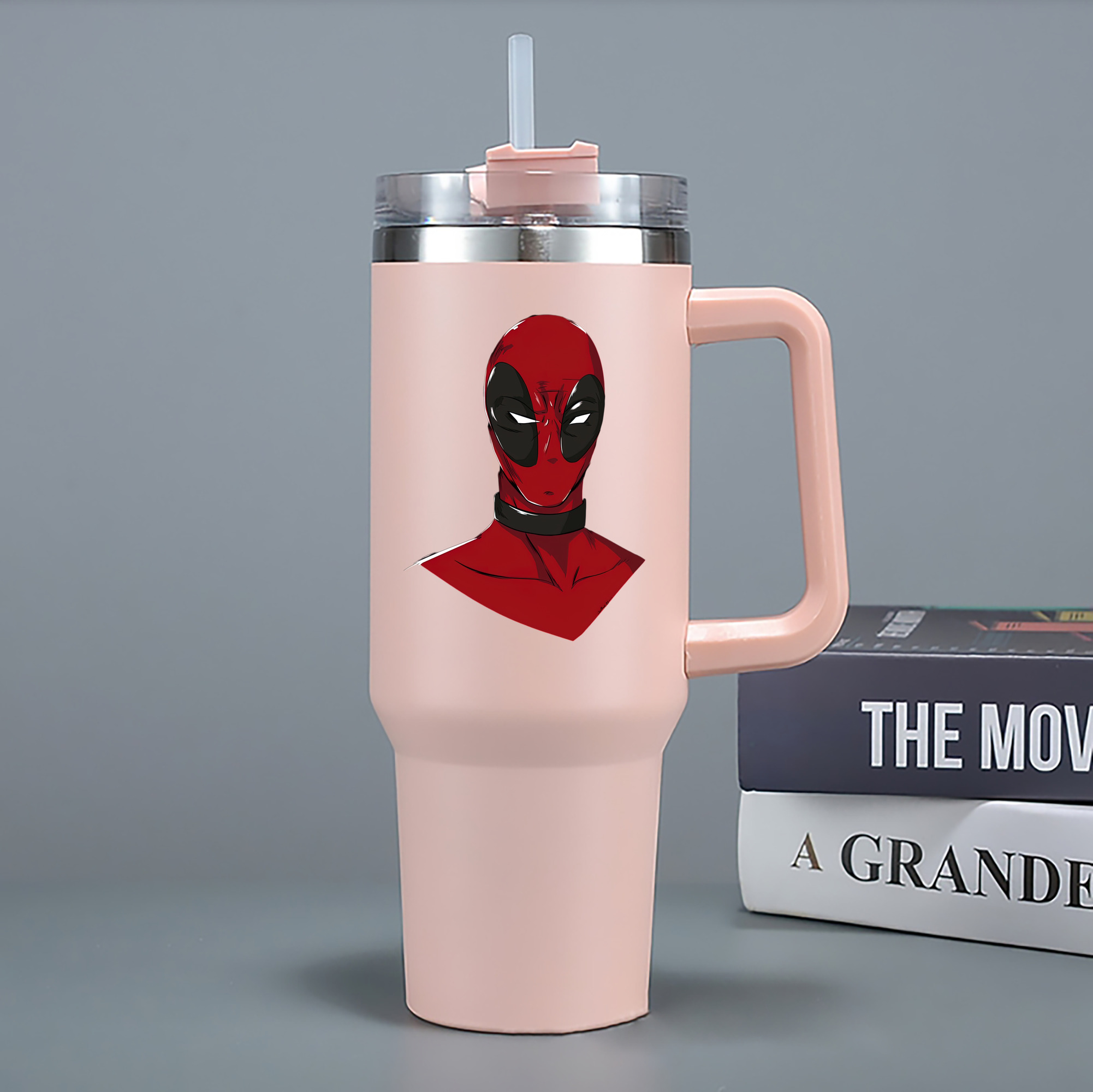 （画像用） Deadpool デッドプール 1200mL車用タンブラー - クリスタルステッカー（プラスチックストロー付き）